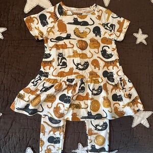 Winter Water Factory - Cats Dress and Leggings - 3T